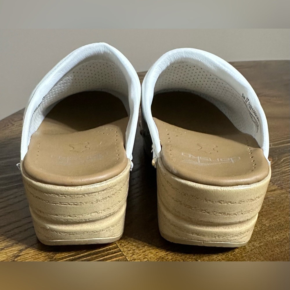 Dansko White Perforated with studs Mules with Tan Soles. New without box - Picture 6 of 7